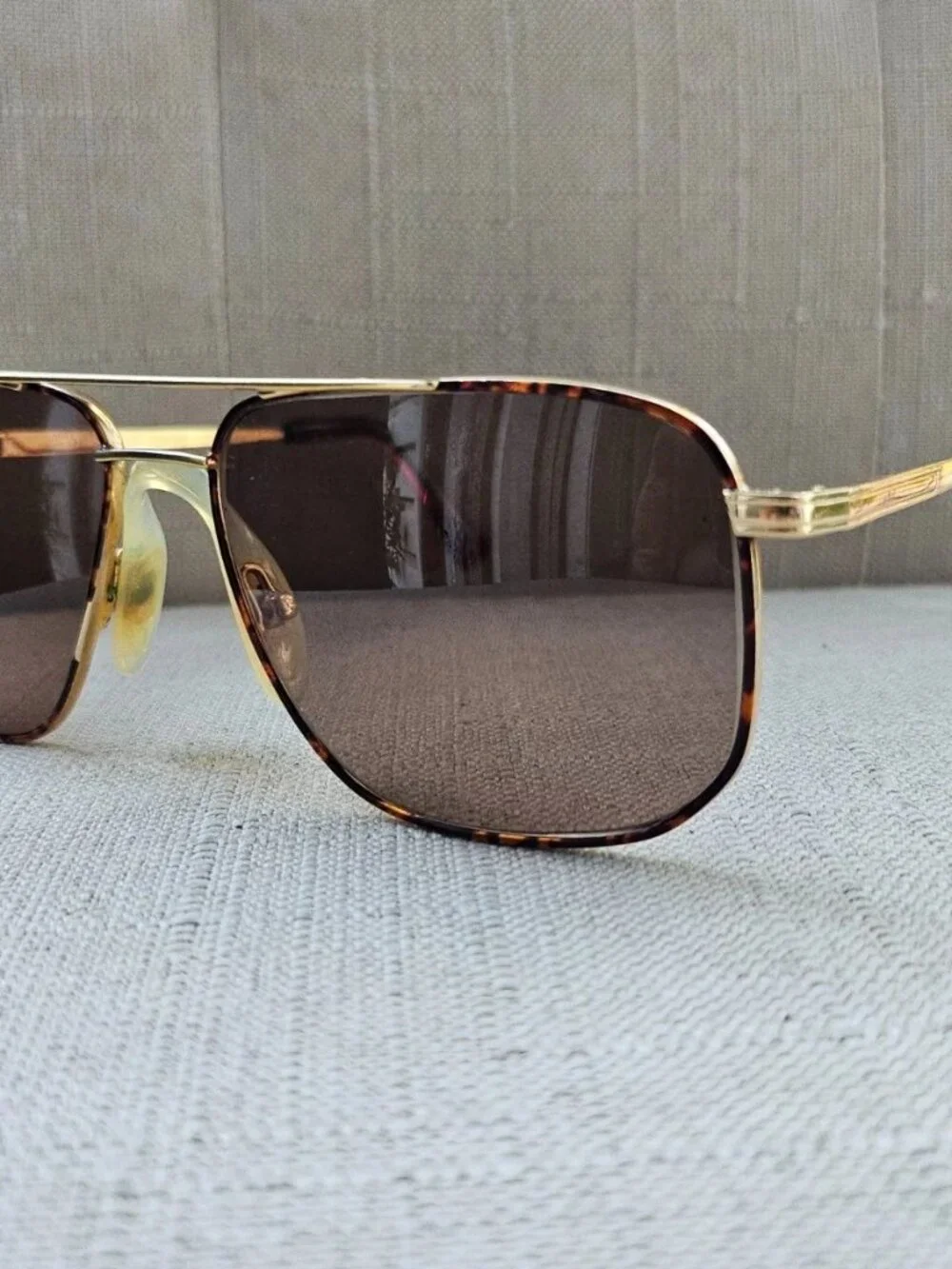 Vintage AO Safety Men Sunglasses Brown Tortoise/Gold Tone Metal Eyewear Z87